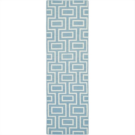 Safavieh 2 Ft. -6 In. X 10 Ft. Runner Contemporary Dhurries- Light Blue And Ivory- Flatweave Rug DHU562A-210